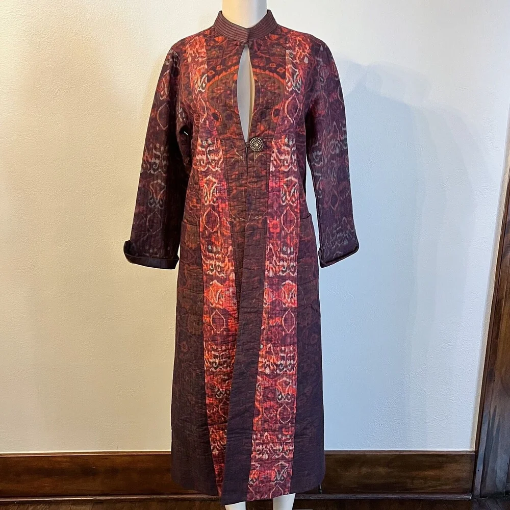Soft Surroundings Red and Orange Trench Coat with Elegant Silhouette - Picture 4 of 4